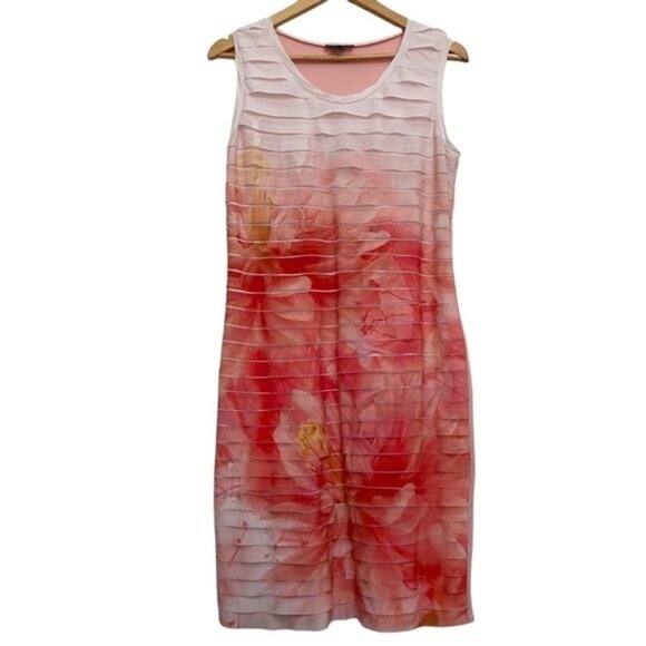 Olsen Europe bandage dress floral pink white feminine summer sleeveless mediu 10 - Picture 1 of 14